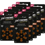 Braun XX-Treme Longlife Extra Hörgerätebatterien Typ 312-60 Stück Hörgeräte Batterien konzipiert für höchste Leistung – Pack mit 10 Blistern à 6 Hörgerätebatterien – PR41 Farbcode braun 1,45 Volt