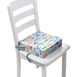 Surwin Rutschfeste Sitzerhöhung Stuhl Kind Sitzkissen Stuhl mit Sicherheits Schnalle, Fisch Sitzkissen Kinder Tragbare Sitzerhöhung Waschbar Zerlegbar Baby Sitzhilfe (Malerei,32x32x8cm)