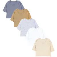 TupTam Baby Jungen Langarmshirt 5er Pack, Farbe: Grau Beige