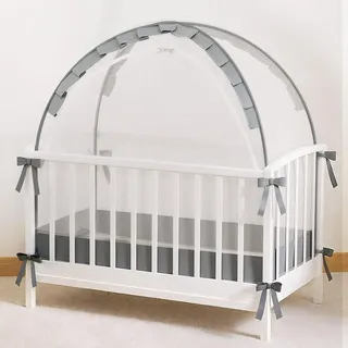 Caveen Babybett-Zelt mit Popup-Funktion, Auto-Lock-Reißverschluss, großer Öffnung, tragbares Moskitonetz für Gitterbett, sicher & atmungsaktiv