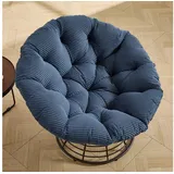 Odikalo Chaiselongue Relaxsessel Gartenstühle Gartenliege Sonnenliege mit schlaffunktion, Komfortabler ergonomischer Papasan-Sessel aus Korbgeflecht–um 360° drehbarer Rattan-Sessel für Innen-und Außenbereiche mit weichem dickem Polster ideal für Wohn- Schlaf-und Lesezimmer (braunes Gestell mit beigem Polster) blau