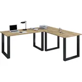 VCM Eckschreibtisch Lona Eiche / Schwarz