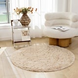 OMERAI Teppich Wohnzimmer Großer Teppich Super weicher Schlafzimmer Teppich waschbarer Teppich antirutsch Teppiche Kunstpelz Teppich Teppiche Gegend (Beige,120cm Rund)