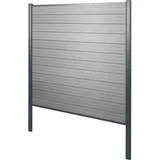 MCW WPC-Sichtschutz Savoie, Windschutz Zaun, Alu-Pfosten zum Einbetonieren ~ Basiselement, 190cm grau