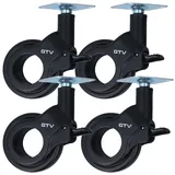 MS Beschläge 60mm Möbelrolle Exklusiv 4x Bockrolle Schwarz Lenkrolle mit Bremse