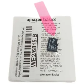Amazon Basics MicroSDXC, 256 GB, mit SD Adapter, A2, U3, Lesegeschwindigkeit bis zu 100 MB/s, Schwarz
