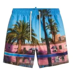 Superdry für Herren. M3010233A Badeanzug mit Fotodruck aus blauem recyceltem Material (S), Strandbekleidung, Nachhaltig, Recyceltes Polyeste