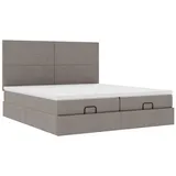 vidaXL Ottoman-Bett mit Matratzen Taupe 200x200 cm Stoff