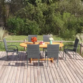 vidaXL Garten-Essgruppe 7-tlg. Grau