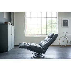 KAWOLA Relaxsessel MIKO Leder 75 x 115 x 75 cm schwarz drehbar mit Kopfteil