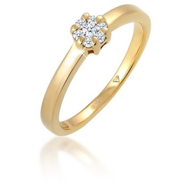 Elli DIAMONDS Blume Verlobung Diamant (0.12 ct.) 585 Gelbgold Ringe Damen