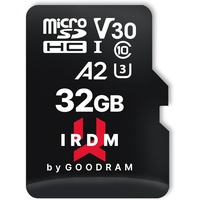 goodram IRDM M2AA 32 GB, microSDHC UHS-I U3 A2 V30 Micro SD mit Adapter (microSDHC, U3, UHS-I), Speicherkarte Schwarz