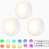 Schrankleuchte, Kabellose Rgb-led-nachtleuchte Mit 16 Farben, Led-treppen-/spielbeleuchtung, Mit Fernbedienung Und Timerfunktion, 3er-pack