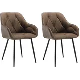 WOLTU Esszimmerstühle 2er Set, für Esszimmer Wohnzimmer, ergonomische Küchenstühle gepolstert mit Armlehnen, Metallbeinen, Sitzfläche aus Vintage-Kunstleder,Dunkelbraun