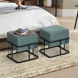[en.casa] Hocker Tas 38 x 38 x 38 cm Grün