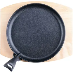 SANTOS BBQ Fajata-Pfanne Gusseisen inkl. Tablett & Griff, Ø 22cm