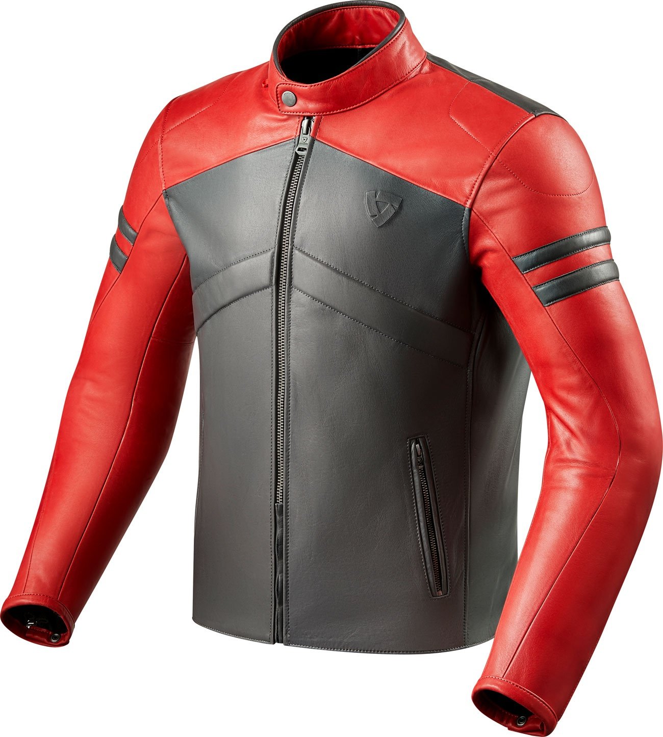 Revit Prometheus, Lederjacke - Rot/Hellgrau - 50