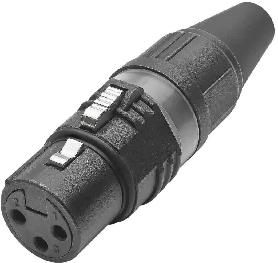 HICON XLR, 3-pol , Metall-, Löttechnik-Kabelbuchse, vergoldete(r) Kontakt(e), gerade, schwarz