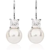 Nenalina Paar Ohrhänger "Synthetische Perle Zirkonia 925 Silber", silber, Ohrringe, Damen, onesize, ohne Stein, Silber 925 (Sterlingsilber)