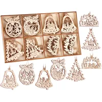 Brubaker 24-TLG. Weihnachtsanhänger Set - Baumschmuck aus Holz ca. 6 cm - Engel Glocken Tannenbaum - Dekohänger Weihnachten - Holzanhänger Weihnachtsbaum - Christbaumschmuck