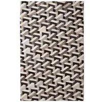 Homescapes Patchwork-Teppich, Leder, geometrisch gemustert 90/150 cm,