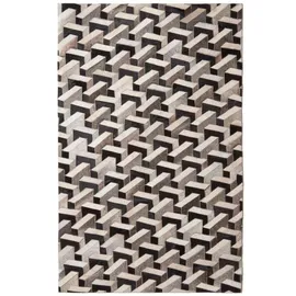Homescapes Patchwork-Teppich, Leder, geometrisch gemustert 90/150 cm,