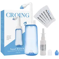 CROING 40 x Salz + 1 x Nasendusche (300 ml) + 1 x Nasensprayflasche (50ml) - Neti Pot, Nasenspülung - Nasenreinigung Nase Spülen