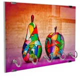 DEQORI Schlüsselbrett 'Bunte Holzfrüchte', (1 St), Schlüsselhalter Schlüssel Haken Schlüsselboard modern Schlüsselleiste bunt