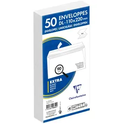 Clairefontaine 500x Umschläge haftklebend 110x220mm/DL, 90g - Weiß 9935C