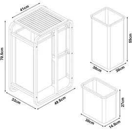 [en.casa] Wäschesammler Evenes mit 3 Wäschekörben Bambus Beige