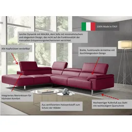 Egoitaliano Ecksofa "Malika, elegant und bequem, Designsofa, L-Form", braun (chocolate), B:300cm H:94cm T:107cm, Leder »BULL« (echtes Rindsleder). Geschliffenes, pigmentiertes und behandeltes Rindsleder mit einer Dicke von 1, 3-1, 5 mm.