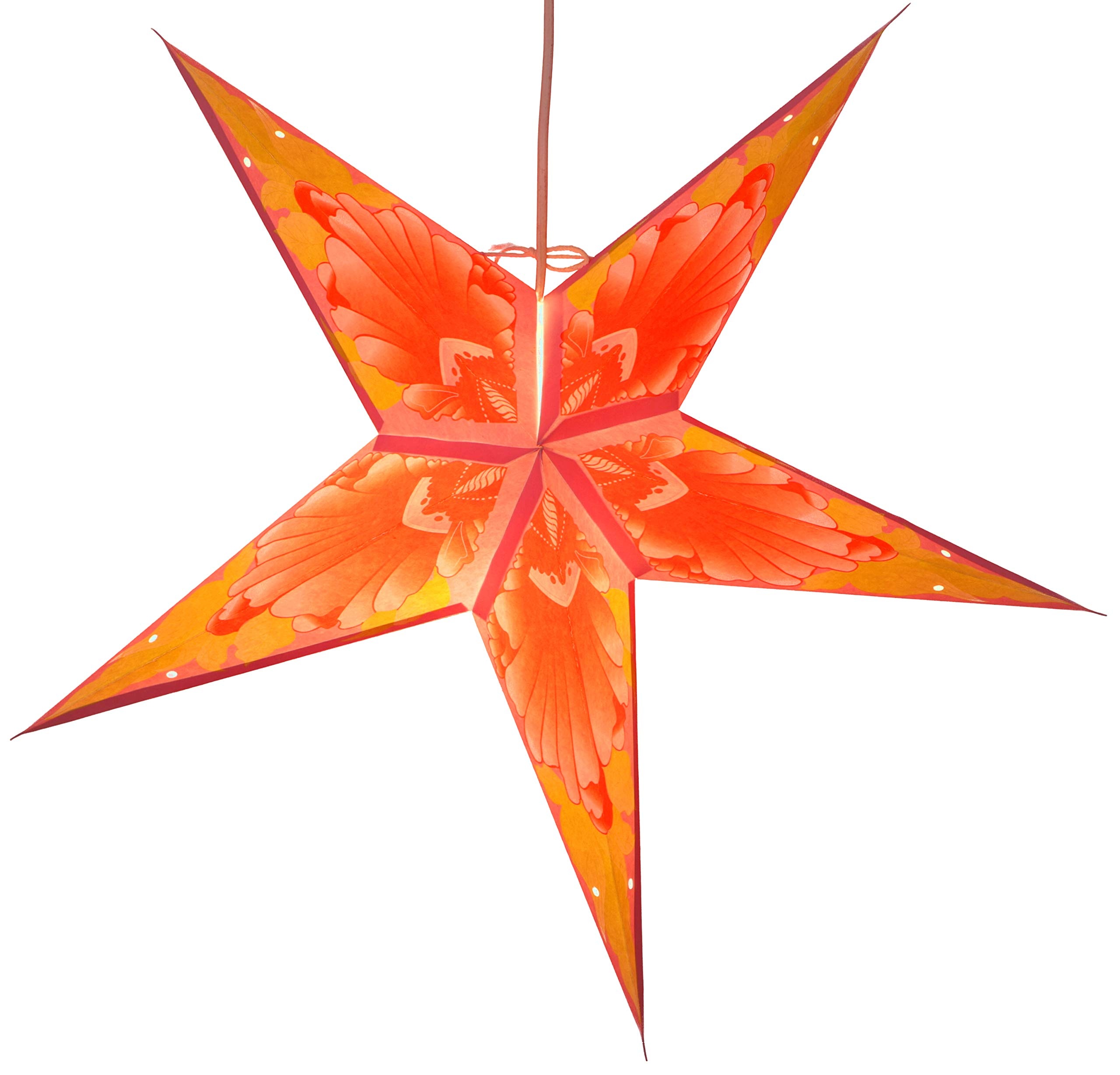 GURU SHOP Faltbarer Advents Leucht Papierstern, Weihnachtsstern 60 cm - Floria Orange, Star Fensterdeko