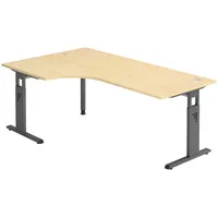 Bümö Schreibtisch Ahorn, Graphit, Nachbildung,Ahorn, Rechteckig, 200x74x120 cm, FSC