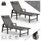 MuCoLa Sonnenliege Aluminium Gartenliege 200KG & Rollen wetterfest Relaxliege Anthrazit Teslin Klappliege Camping