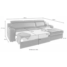 exxpo - sofa fashion "Lotos, bequem und funktionell, Federkern, Breite 242cm, L-Form", weiß (altweiß), B:242cm H:92cm T:98cm, NaturLEDER (echtes Rindsleder) in Sitz und Rücken.