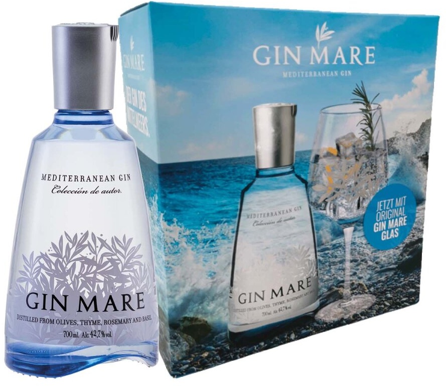 Gin Mare Mediterranean Gin - Geschenkset mit Original Gin Mare Glas