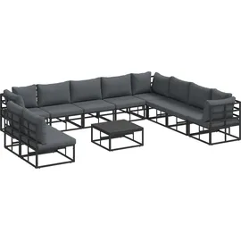 vidaXL Garten-Lounge-Set 11-tlg. schwarz Aluminium