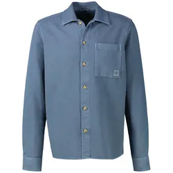 Langarmhemd LERROS "LERROS Hemdjacke in kerniger Struktur", Herren, Gr. XXL, Normalgrößen, blau (crispy blau), 100% Baumwolle, Langarm, Hemden