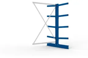 Meta Kragarmregal Anbau IPE140 doppelseitig 2000 x 1300 x 1200 mm Enzianblau + 8 Armen je Ständer