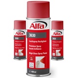 Alfa Lackspray 400 ml für Innen und Außen - Sprühlack zum Lackieren und Dekorieren, hohe Deckkraft Farbspray, Sprühdose, Made in Germany (1, RAL 3000 Feuerrot Hochglanz)