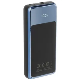 RivaCase® RIVACASE VA1075 Powerbank 20000 mAh, QC/PD 45W Schnelladestation kompatibel mit Laptops, Tragbares Ladegerät mit LCD-Display, 2 Eingängen und 4 Ausgängen, Perfekt für MacBook, iPhone, Dell, HP, u.a.