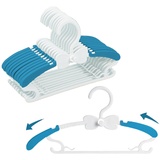 WJWSKI Baby Kleiderbügel Kinder, 20 Stapelbare Hangers mit Hosenständer, Platzsparend Mitwachsende Kinderkleiderbügel, Antirutsch Blau Schmetterling Bügel für Kinderbekleidung