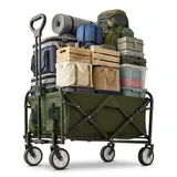Relaxdays Bollerwagen faltbar Weiß/Dunkelgrün/Schwarz