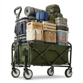 Relaxdays Bollerwagen faltbar Weiß/Dunkelgrün/Schwarz