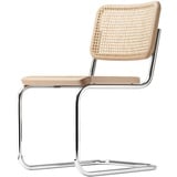 Thonet - S 32 V Stuhl, Chrom / Buche natur (TP 17) / Rohrgeflecht mit Stoffstützgewebe