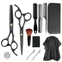 BUMHUM Haarschere 12-teiliges Haarschneide-Set für den Heimgebrauch - Friseurschere-Set, (mit Werkzeugen, glatte Zähne, zum Schneiden und Stylen von Haaren, Edelstahl Friseur Set, Haarschneideschere mit Friseurumhang) schwarz