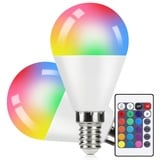 Nettlife LED-Leuchtmittel 2er 4W RGB Led Smarte Farbwechsel Birne Dimmbar mit Fernbedienung, E14, 2 St., Warmweiß, Coloured Bulb 16 Colours 4 Dynamic Modes Enegiesparende weiß