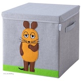 LIFENEY Aufbewahrungsbox mit Deckel Die Maus 30x30x30cm – grün, grau, orange