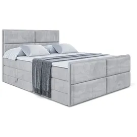 altdecor Boxspringbett AURA-Z KING - 160 x 200 - H3/H4 - Hellgrau