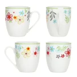 Mambocat 6er Set Variant Blümchen Kaffeebecher 350 ml